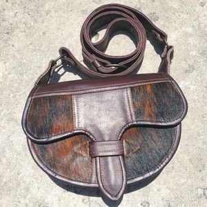 Genuine Calf Skin Leather Owl Faced Crossbody